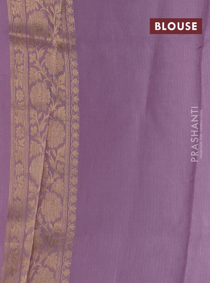 Silk kota saree lavender with zari woven buttas and floral zari woven border
