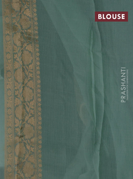 Silk kota saree teal green with zari woven buttas and floral zari woven border