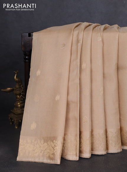 Silk kota saree sandal with zari woven buttas and floral zari woven border