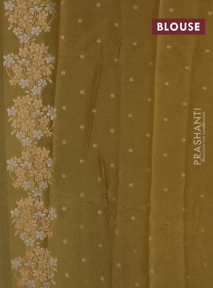 Silk kota saree lime green with zari woven buttas and floral zari woven border