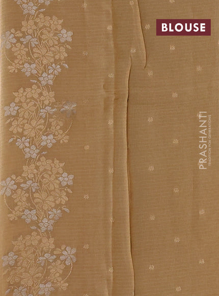 Silk kota saree sandal with zari woven buttas and floral zari woven border