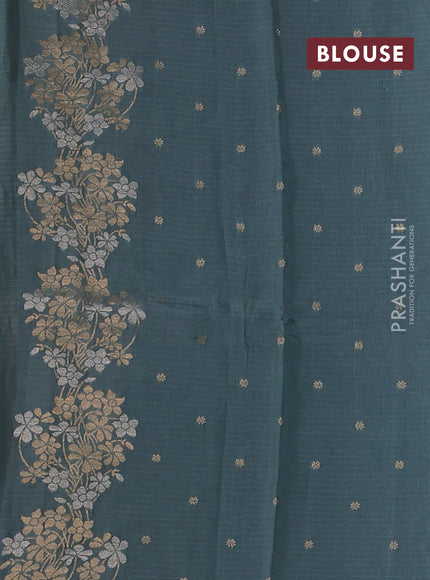 Silk kota saree pastel blue with zari woven buttas and floral zari woven border