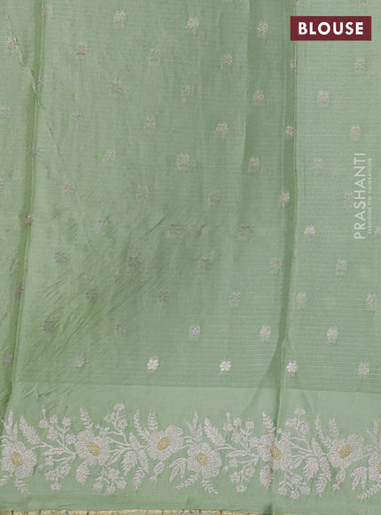 Silk kota saree pastel green with zari woven buttas and zari woven border