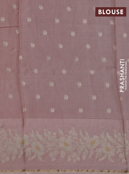 Silk kota saree pastel pink with zari woven buttas and zari woven border