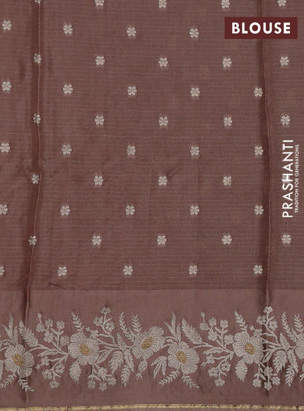 Silk kota saree brown with zari woven buttas and zari woven border