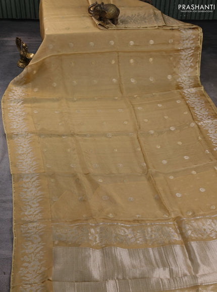 Silk kota saree sandal with zari woven buttas and zari woven border