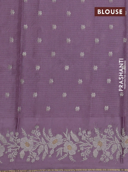Silk kota saree lavender with zari woven buttas and zari woven border
