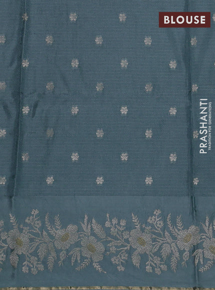 Silk kota saree pastel blue shade with zari woven buttas and zari woven border