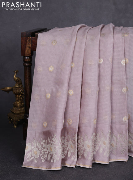 Silk kota saree pastel pink shade with zari woven buttas and zari woven border