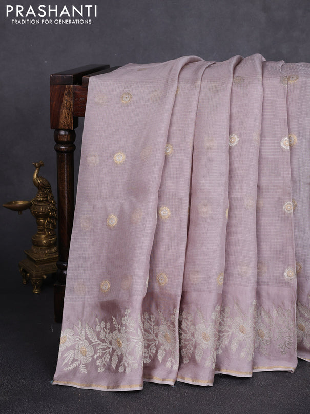 Silk kota saree pastel pink shade with zari woven buttas and zari woven border