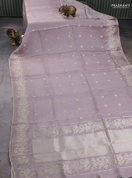 Silk kota saree pastel pink shade with zari woven buttas and zari woven border