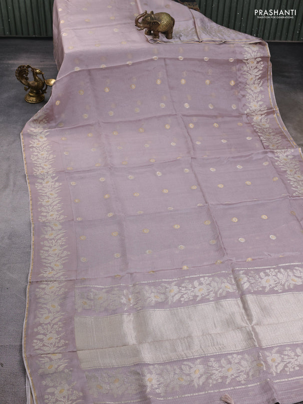 Silk kota saree pastel pink shade with zari woven buttas and zari woven border