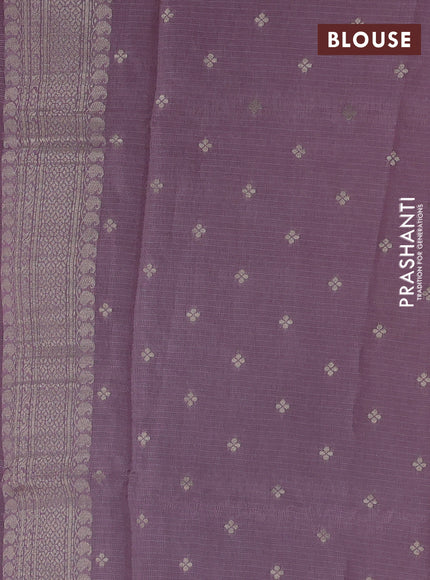 Silk kota saree pastel lavender with floral zari woven buttas and zari woven border