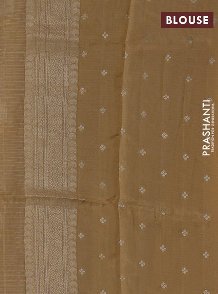Silk kota saree sandal with floral zari woven buttas and zari woven border