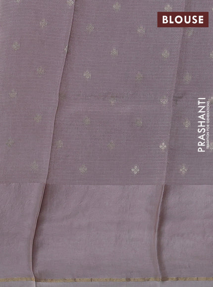 Silk kota saree pastel pink shade with floral zari woven buttas and zari woven border