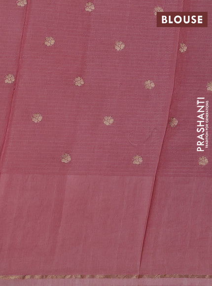 Silk kota saree peach pink with allover zari woven buttas and floral design paithani style border
