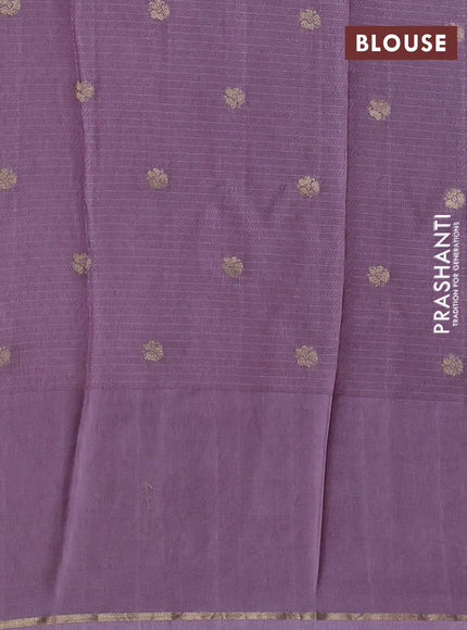 Silk kota saree lavender with allover zari woven buttas and floral design paithani style border