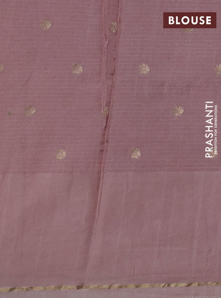 Silk kota saree pastel pink with allover zari woven buttas and floral design paithani style border
