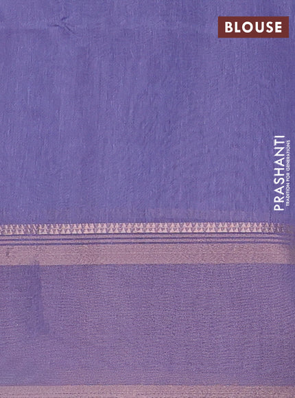 Art Linen saree lavender with allover floal prints and temple design rettapet zari woven border