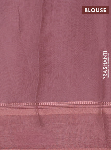 Art Linen saree pastel brown with allover floral prints and temple design rettapet zari woven border
