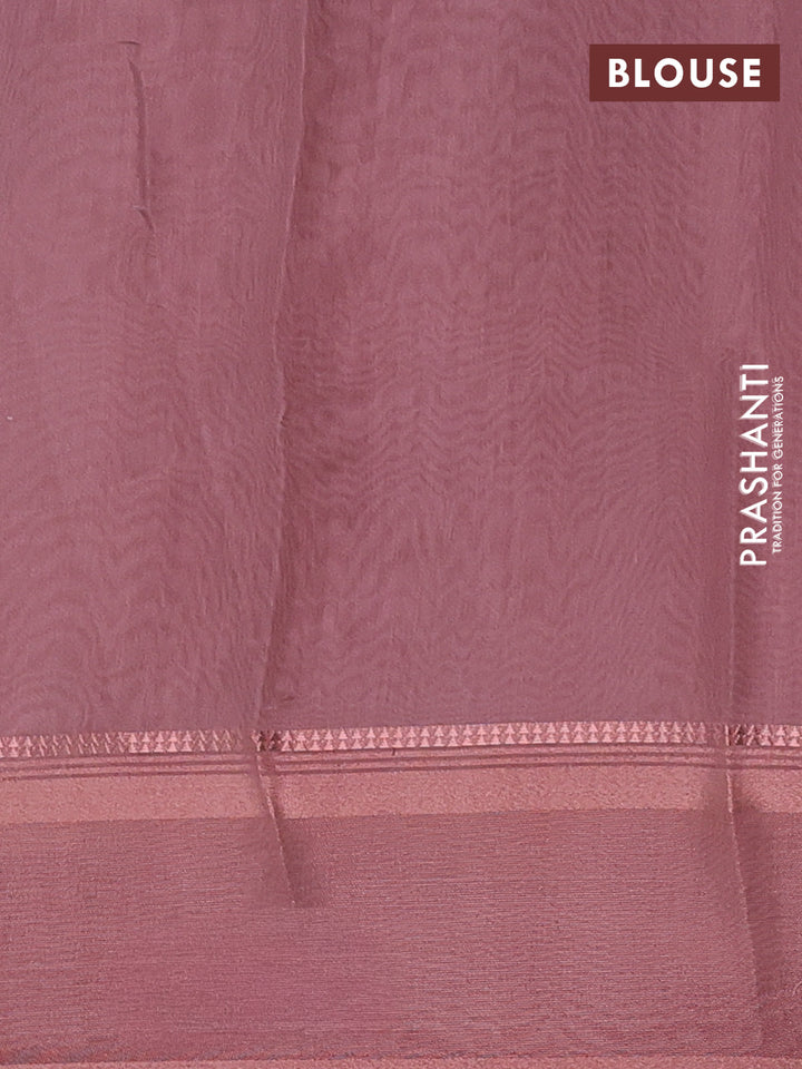 Art Linen saree pastel brown with allover floral prints and temple design rettapet zari woven border