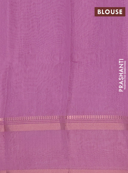 Art Linen saree mauve pink with allover floral prints and temple design rettapet zari woven border