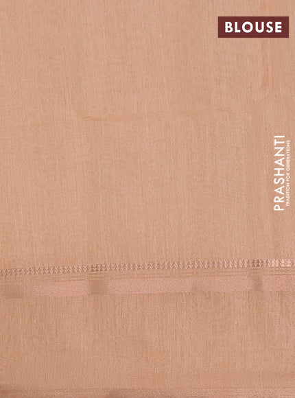 Art Linen saree pale orange with allover floral prints and temple design rettapet zari woven border