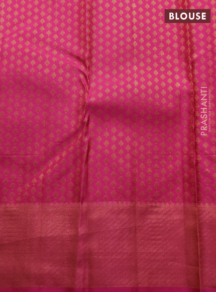 Pure kanchipuram silk saree light pink and dark pink with allover floral self emboss pattern and zari woven border