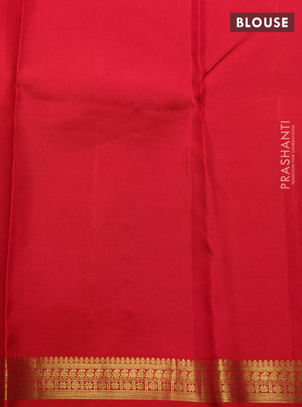 Pure kanchipuram silk saree red with allover zari woven brocade weaves and zari woven border