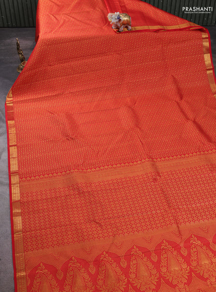 Pure kanchipuram silk saree red with allover zari woven brocade weaves and zari woven border