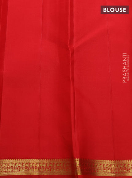 Pure kanchipuram silk saree red with allover zari woven brocade weaves and zari woven border