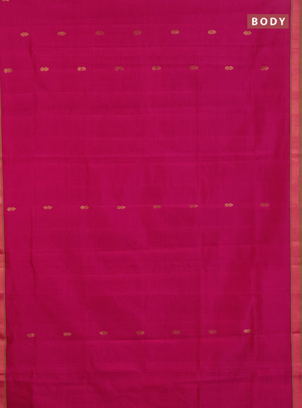 Semi silk cotton saree pink and light green with zari woven buttas and zari woven border