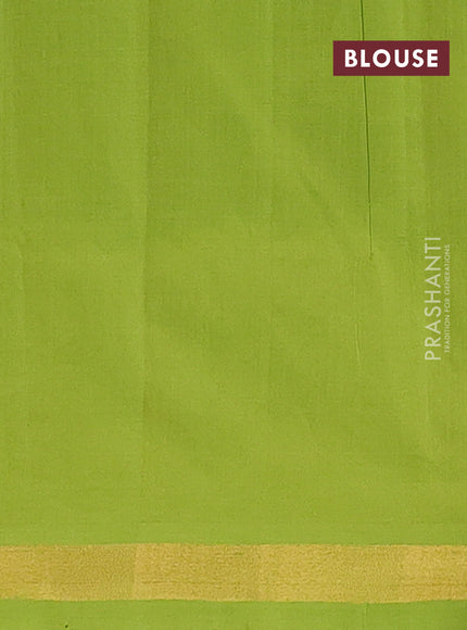 Semi silk cotton saree pink and light green with zari woven buttas and zari woven border