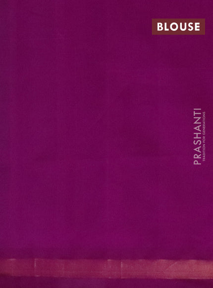 Semi silk cotton saree teal green and purple with zari woven buttas and zari woven border