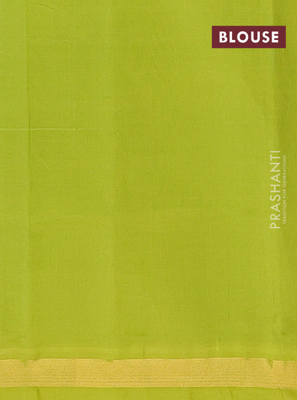 Semi silk cotton saree peacock blue and light green with zari woven buttas and zari woven border