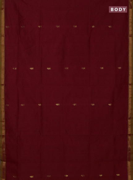 Semi silk cotton saree red and light green with zari woven buttas and zari woven border