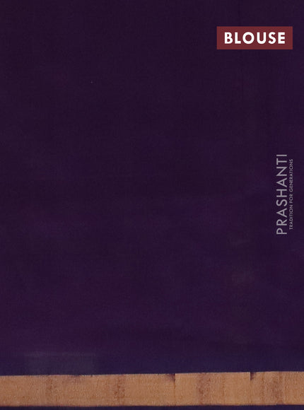 Semi silk cotton saree yellow and purple with plain body and zari woven border
