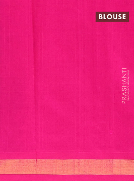 Semi silk cotton saree green and pink with zari woven buttas and zari woven border