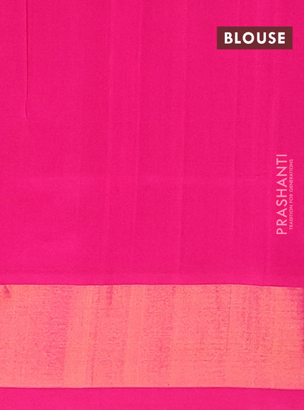 Semi silk cotton saree teal green and pink with zari woven buttas and zari woven border