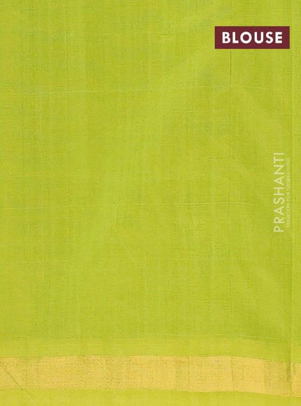 Semi silk cotton saree peacock green and light green with zari woven buttas and zari woven border