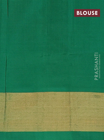 Semi silk cotton saree orange and green with zari woven buttas and zari woven border