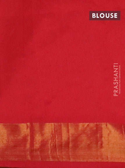 Semi silk cotton saree dark mustard and red with zari woven buttas and zari woven border