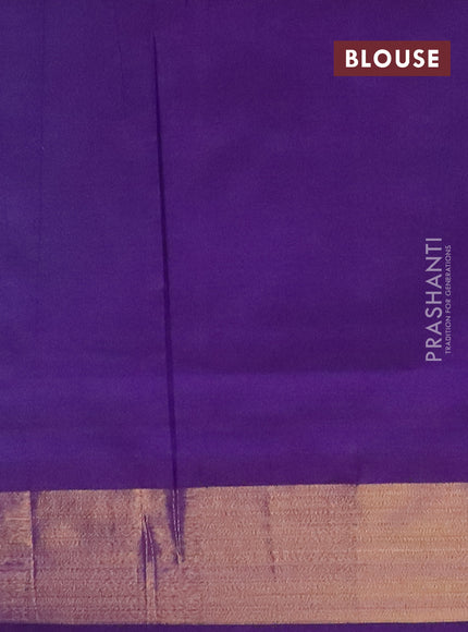Semi silk cotton saree teal green and violet with zari woven buttas and zari woven border