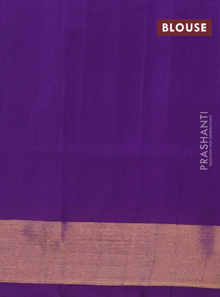 Semi silk cotton saree teal blue and violet with zari woven buttas and zari woven border