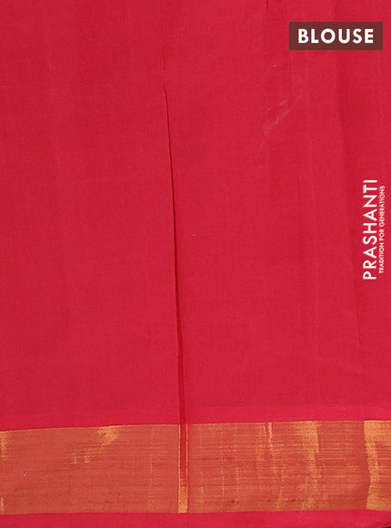 Semi silk cotton saree green and maroon with allover zari woven buttas and zari woven border