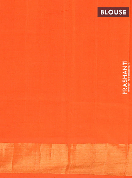 Semi silk cotton saree peacock blue and orange with allover zari woven buttas and zari woven border