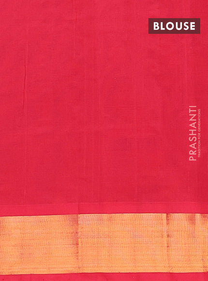 Semi silk cotton saree blue and red with allover zari woven buttas and zari woven border