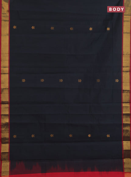 Semi silk cotton saree black and maroon with allover zari woven buttas and zari woven border