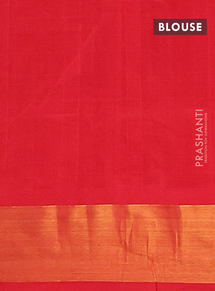 Semi silk cotton saree dark mustard and red with zari woven buttas and zari woven border