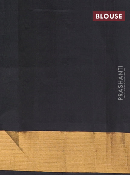 Semi silk cotton saree light green and black with zari woven buttas and zari woven border
